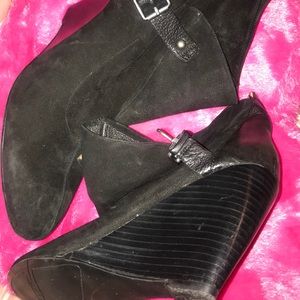 Nine West Suede Wedge Heel Ankle Boots